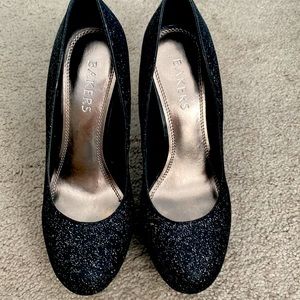 Black glitter heels